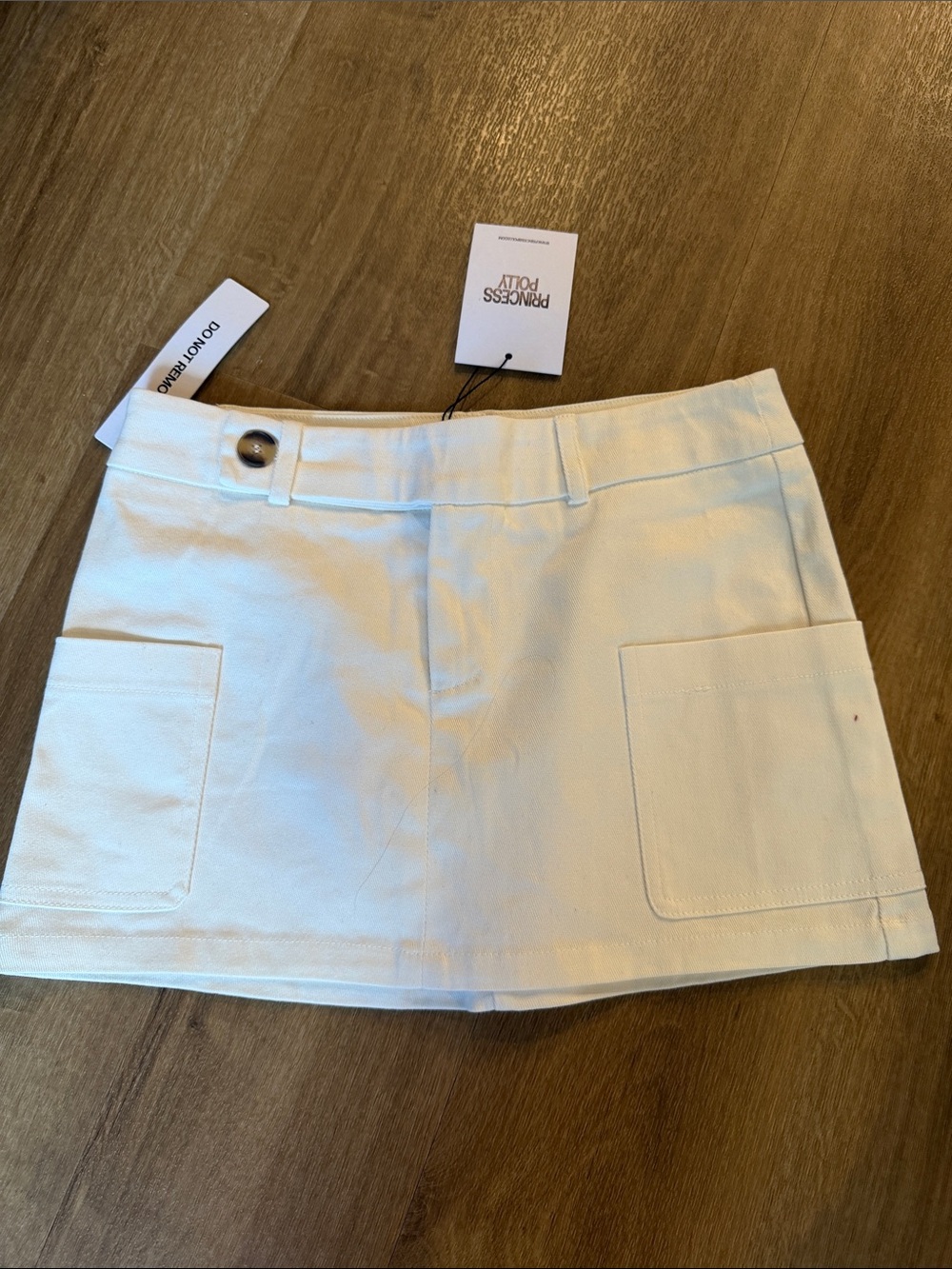 Princess Polly Cream Pocket Front Mini Skirt